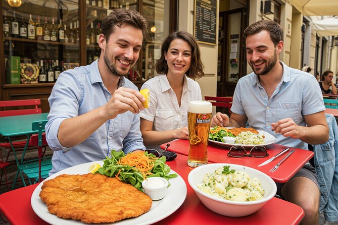 Vienna Market Private Gourmet Tour: Local Tastes and Drinks - Naschmarkt tastings: cheese, cured meats, sausage, and real schnitzel lunch